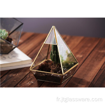 Terrarium de plante en verre suspendu de grande forme géométrique